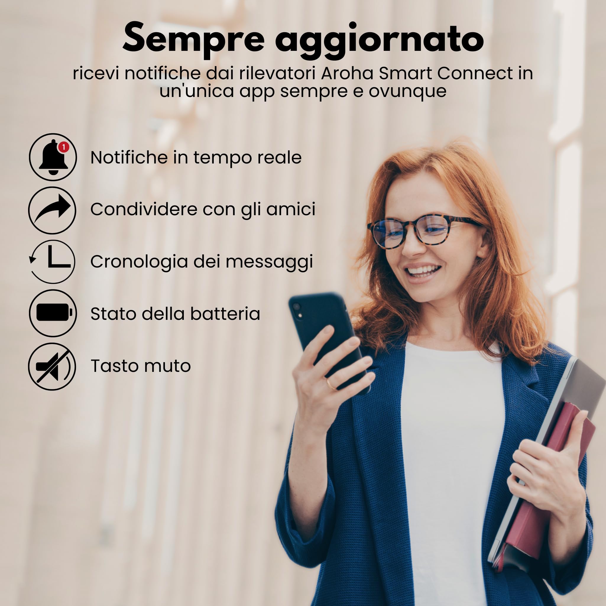 Aroha Smart Connect Rilevatore di Fumo WiFi - Batteria da 10 Anni, Sensore Fumo WiFi Con App Tuya & Smartlife - Allarme Anticendio - 2 pezzi