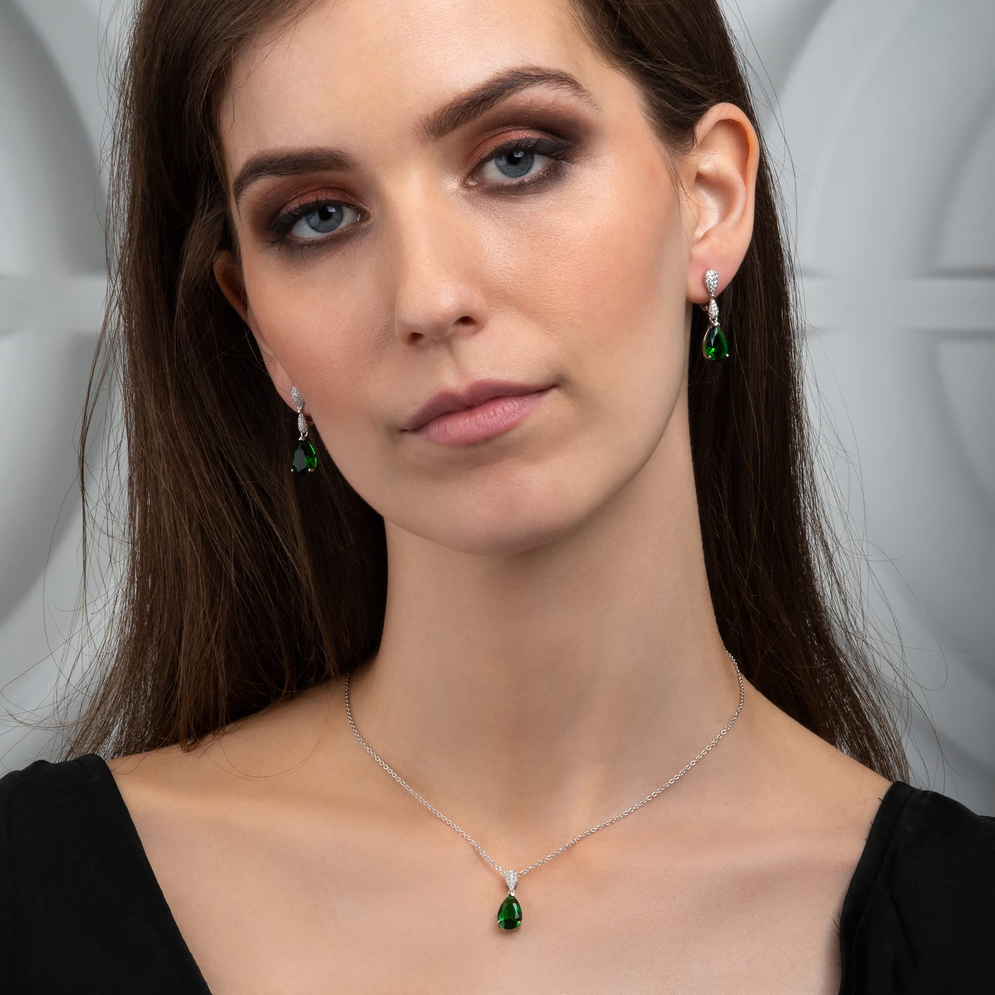 Namana Silber Teardrop Ohrringe für Damen, 925 Sterling Silber lange Ohrhänger für Frauen mit birnenförmigen farbigen Steinen und weißen kubischen Zirkonia, bunte Ohrringe mit Geschenkbox