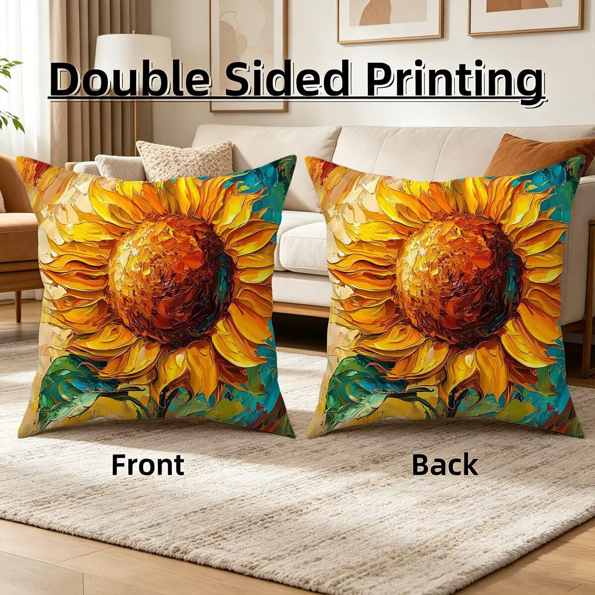 4 poszewki na poduszki na zewnątrz 80 x 80 cm, roślinne poszewki na poduszki na zewnątrz, wodoodporne, żółte, dekoracyjne, wodoodporne poszewki na poduszki, na patio, ławkę, ogród, krzesło, G-65