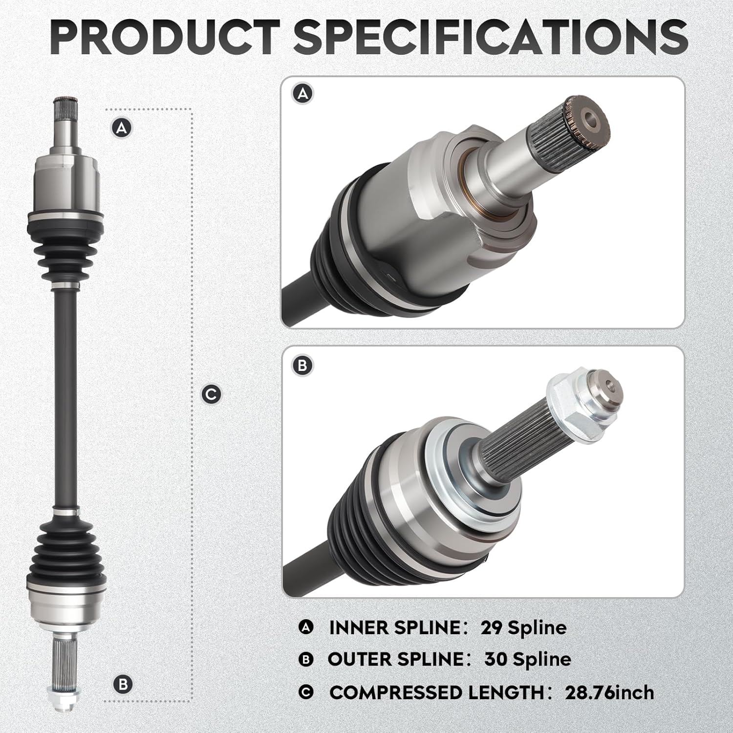 NEW Front Left CV Axle Shaft Assembly fits for Acura MDX 2007-2009 3.7L, for Honda Pilot 2009-2015 3.5L, for 66-4261
