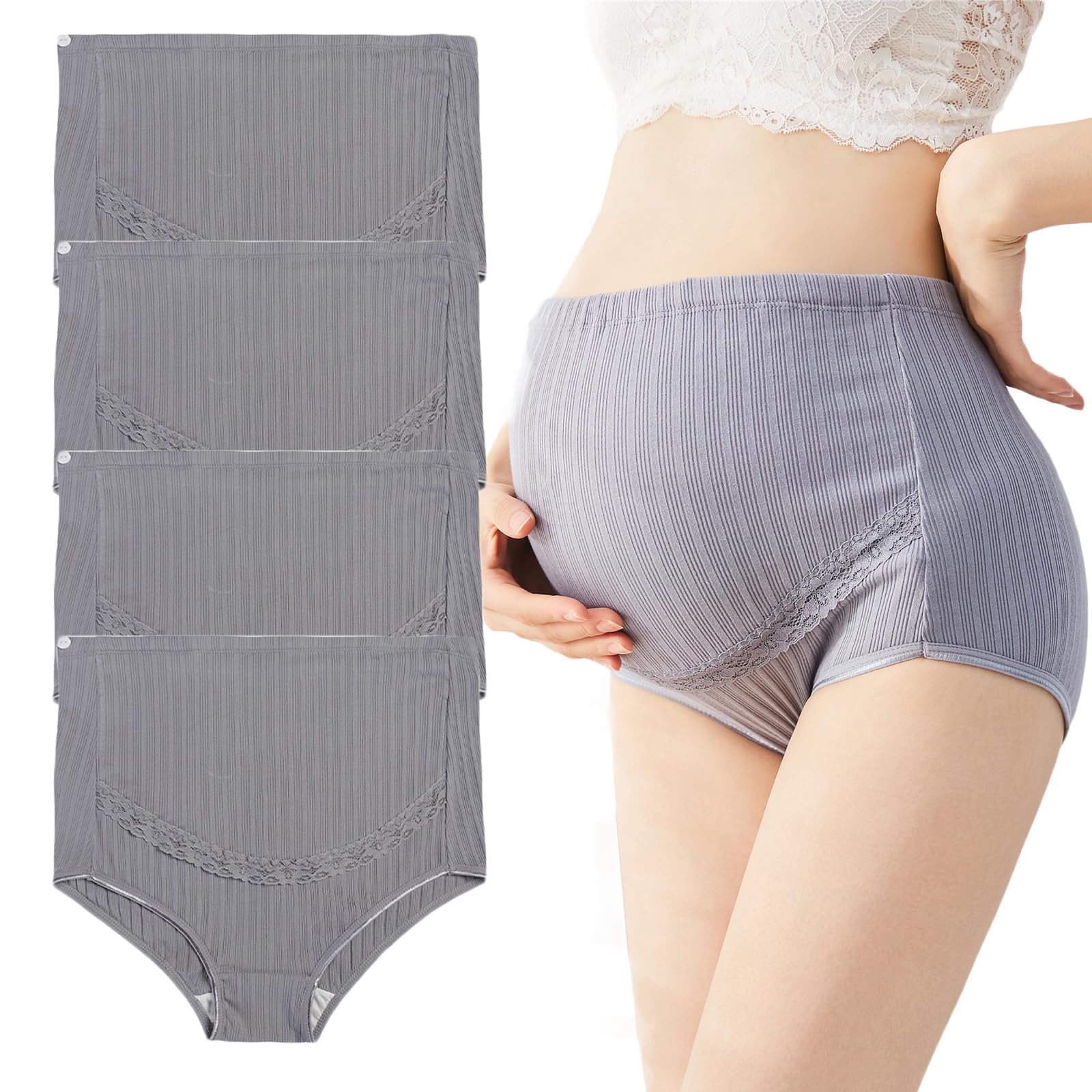 Bragas de algodón sin costuras ajustables de cintura alta para maternidad