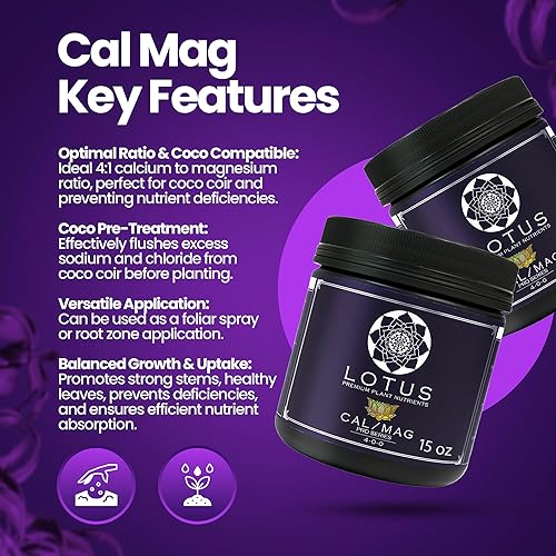 Miniatura 5 de Lotus Nutrients Cal-Mag Pro Series - Nutrientes vegetales en polvo de alta calidad naturales con calcio y magnesio para fibra de coco hidropónica y