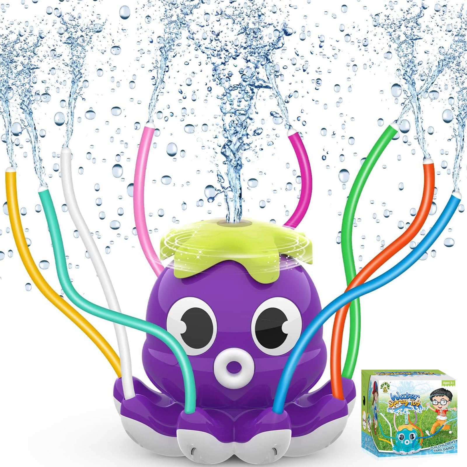 Juegos de Agua para Niños Exterior, Juguete Rociador de Agua para Niños de Pulpo, Juegos Piscina para Niños Juguete Niño 3 4 5 6 7 8 9 10 Años, para Patio Trasero,Césped Al Aire Libre(Púrpura)