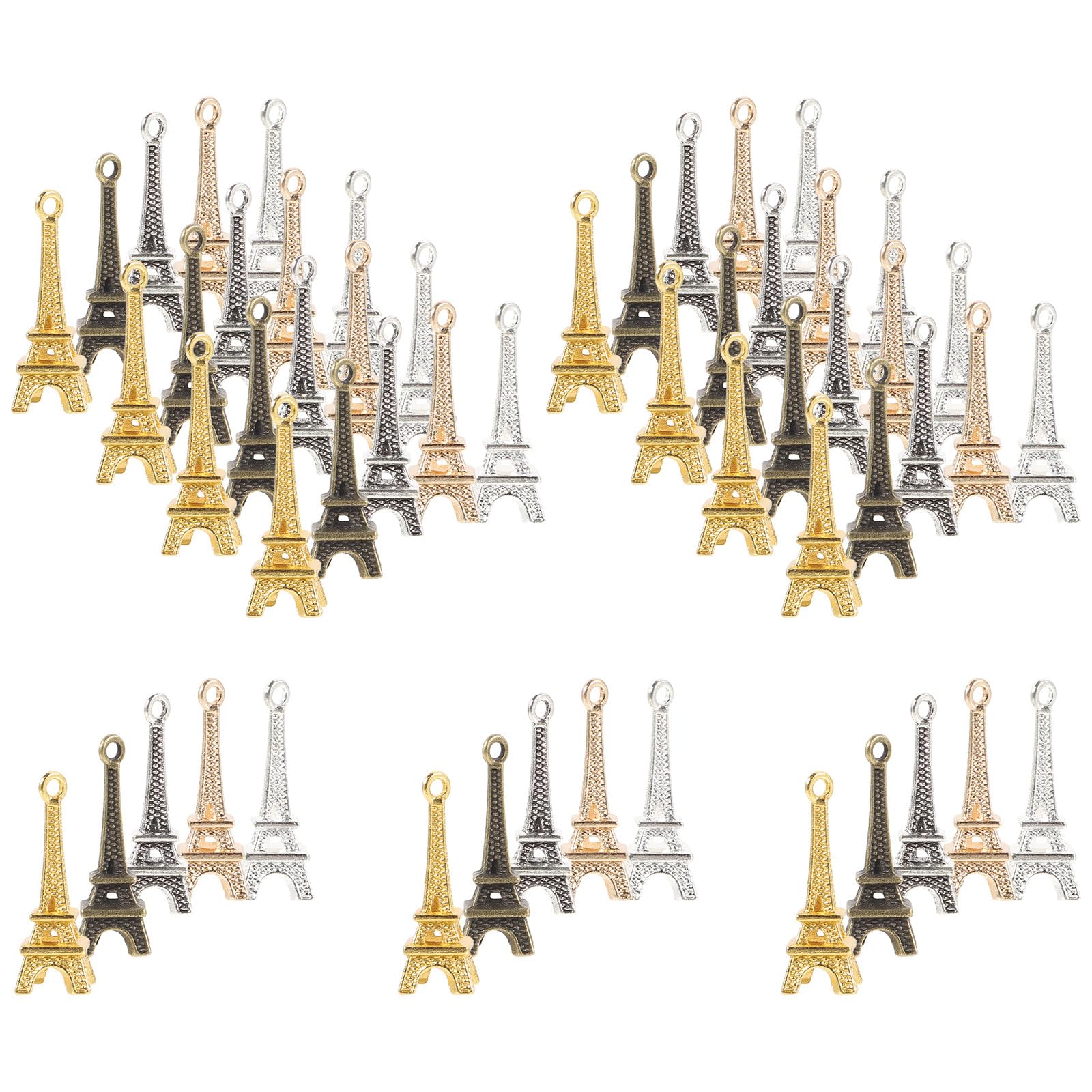 EXCEART 60 Pcs Mini Pendant Simulation Eiffel Tower Charms Hanging Pendant for DIY Jewelry Keyrchain Accessories (Random Color)