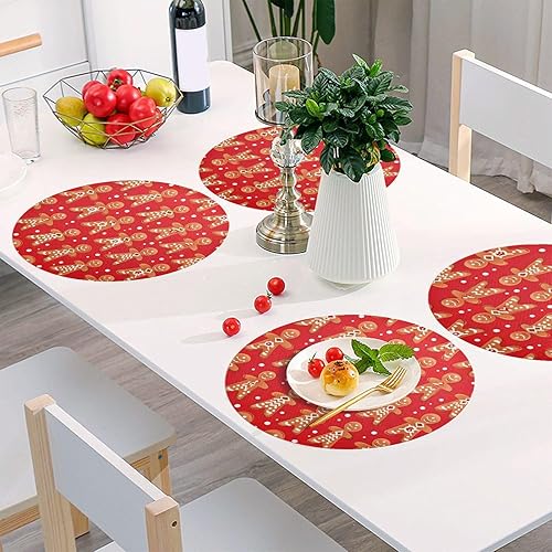 Miniatura 6 de Juego de 4 manteles individuales redondos lavables para mesa de comedor, manteles individuales tejidos para cocina, comedor, hogar, cocina, interior