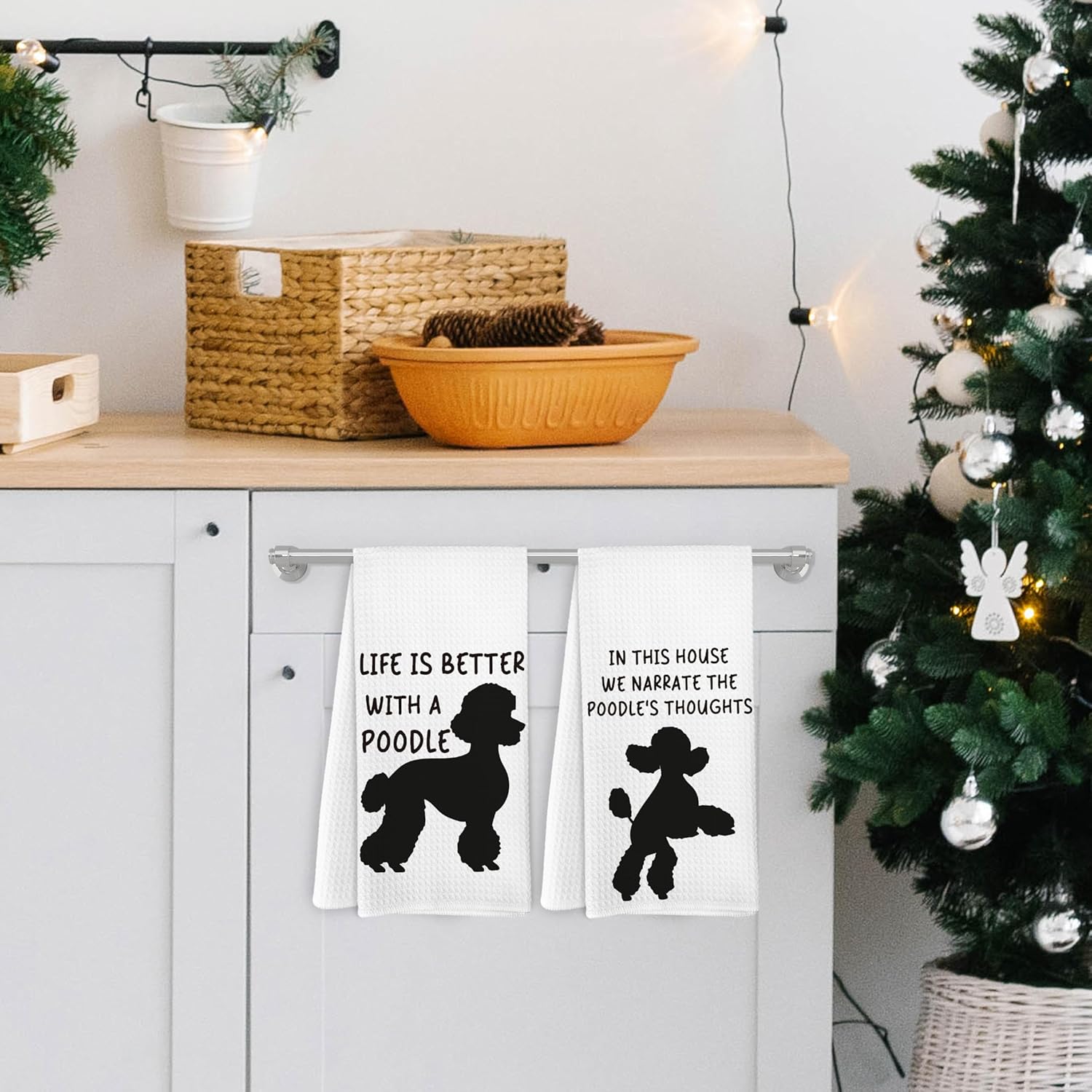 Poodle Gifts Kitchen Towels Set of 2, Poodle Gifts for Women, PoodleDecor Dish Towels Tea Towels for Kitchen, Black PoodleGifts Hand Towels for Bathroom, 16x24 Inches - Image 4