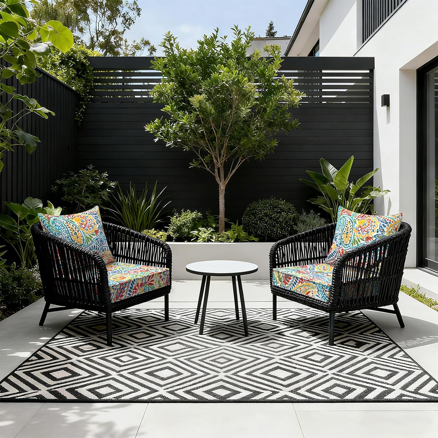 LVTXIII Outdoor Deep Seat Cushion 24"x24"x4" Patio Seat and Back Cushion Set Seasonal Chair Cushion for Dining Arm Chairs, Wicker Chairs and Garden Furniture Decoration, Paisley Multi