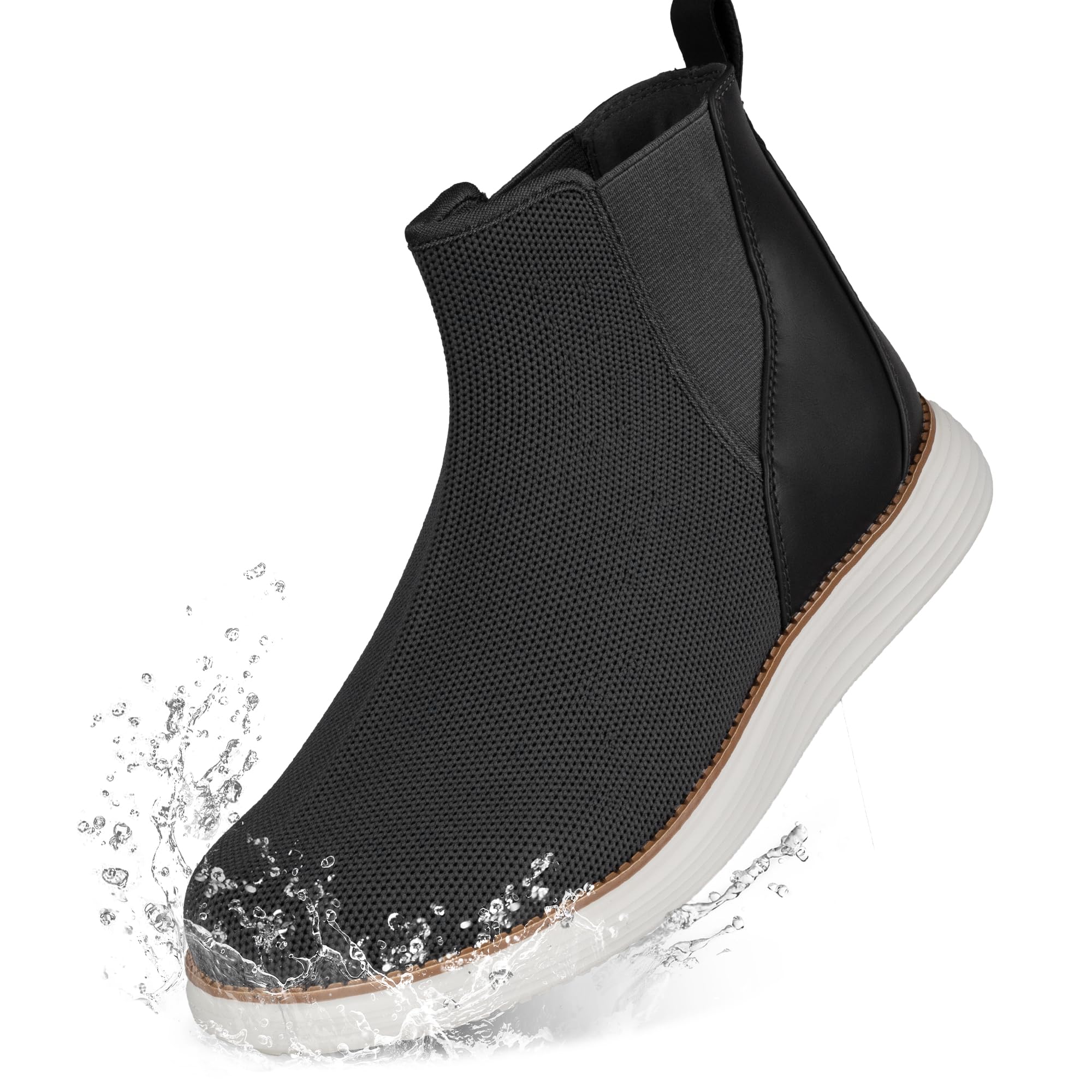 Womens Wide Toe Waterproof Chelsea Orthopedic Boots Ankle Slip on Booties Low Heel Comfortable Flat Lightweight Walking Boots