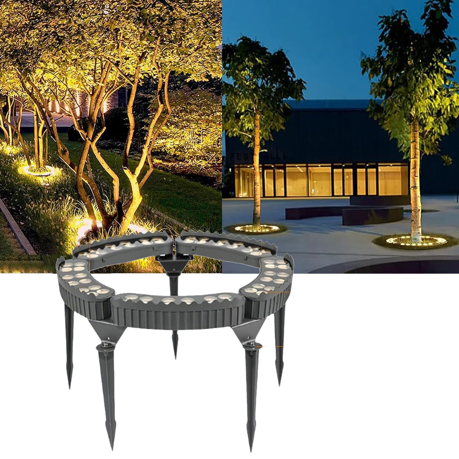 LED Ring Tree Light, 220V Outdoor Waterproof Landscape Spotlight, IP65 Waterproof Garden Tree Spotlight, Die Cast Aluminum Tree Lights Outdoor, Landscape Uplighting for Trees (Floor Socket*5pcs)