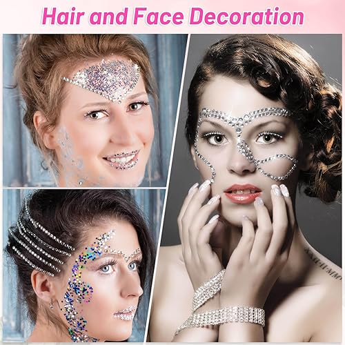 Miniatura 6 de 4814 calcomanías autoadhesivas con diamantes de imitación para el cabello, joyas de Caffox para el cabello, calcomanías de gemas de diamantes para