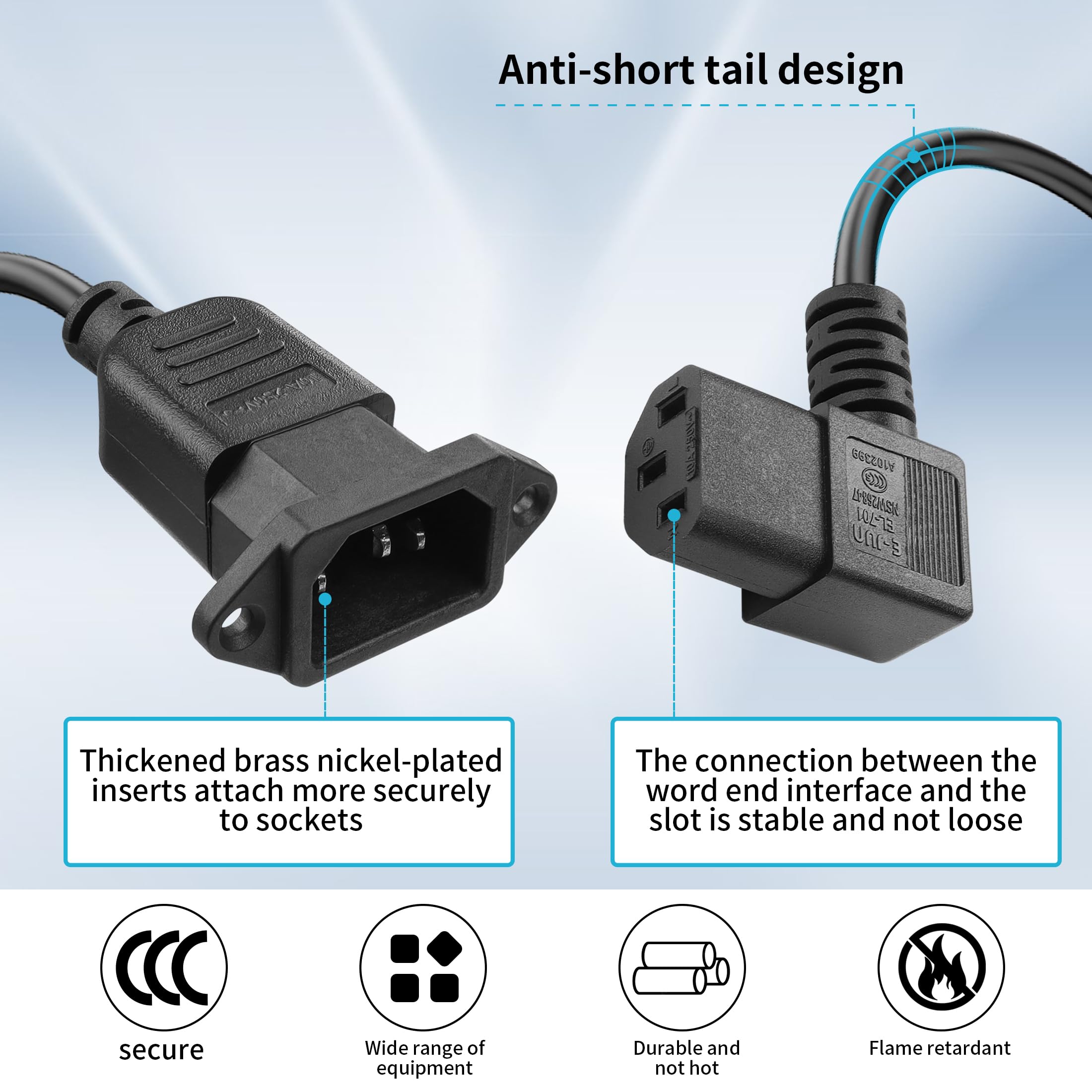 Cavo Prolunga Alimentazione 20 Cm - IEC C13 Femmina A C14 Maschio, 90 Gradi, Per PDU, Computer, Monitor - Foto 4
