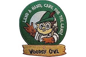 Woodsy Owl Embroidered Iron On Patch: Lend a Hand, Care for the Land