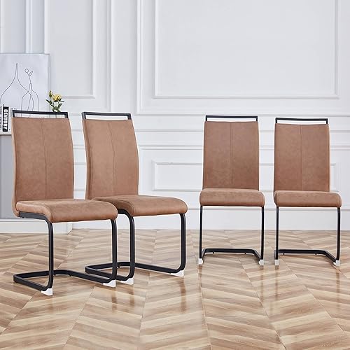 Miniatura 20 de Baysitone Juego de 4 sillas de comedor modernas, sillas laterales para cocina, con respaldo alto acolchado de piel sintética, para habitación, Gris