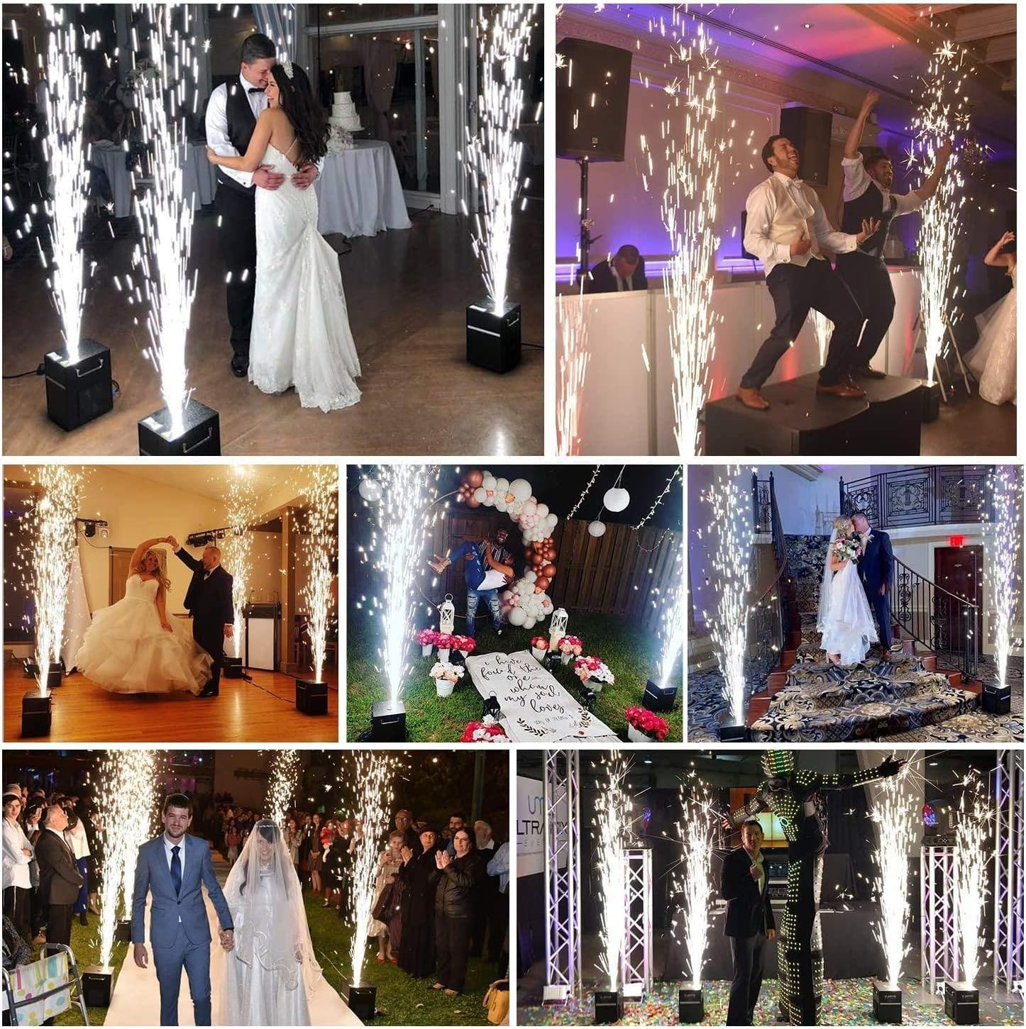 600W Pyrotechnikmaschine Bühne Spezialeffekt Sparkular Effekt Maschine mit Fernbedienung Valentinstag Feuerwerk Cold Spark Machine für Hochzeit Party DJ Disco Bühne Konzert TV Show