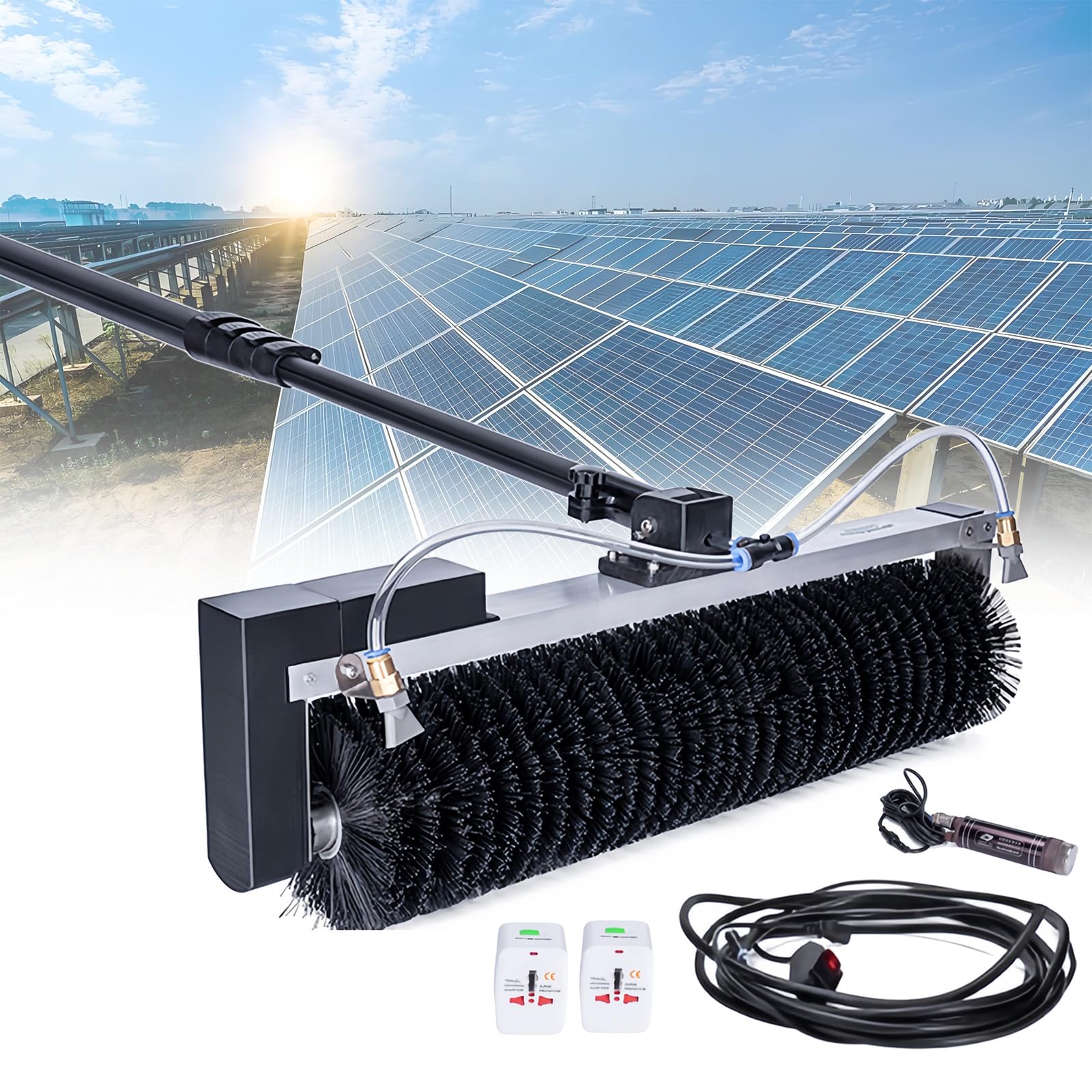 AYCDL Solar Panel Cleaning Brush & Pole, 3.5m/5.5m/7.5m Water Fed Pole Kit with Telescopic Pole, Window Washing Tool, Photovoltaic Roof Glass Cleaner with Power Conve,5.5m/18ft