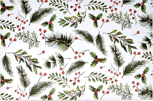 Gift Boutique 50 manteles individuales desechables de papel de bayas y pino, de 11 x 17 pulgadas, para cenas navideñas, decoración de mesa de