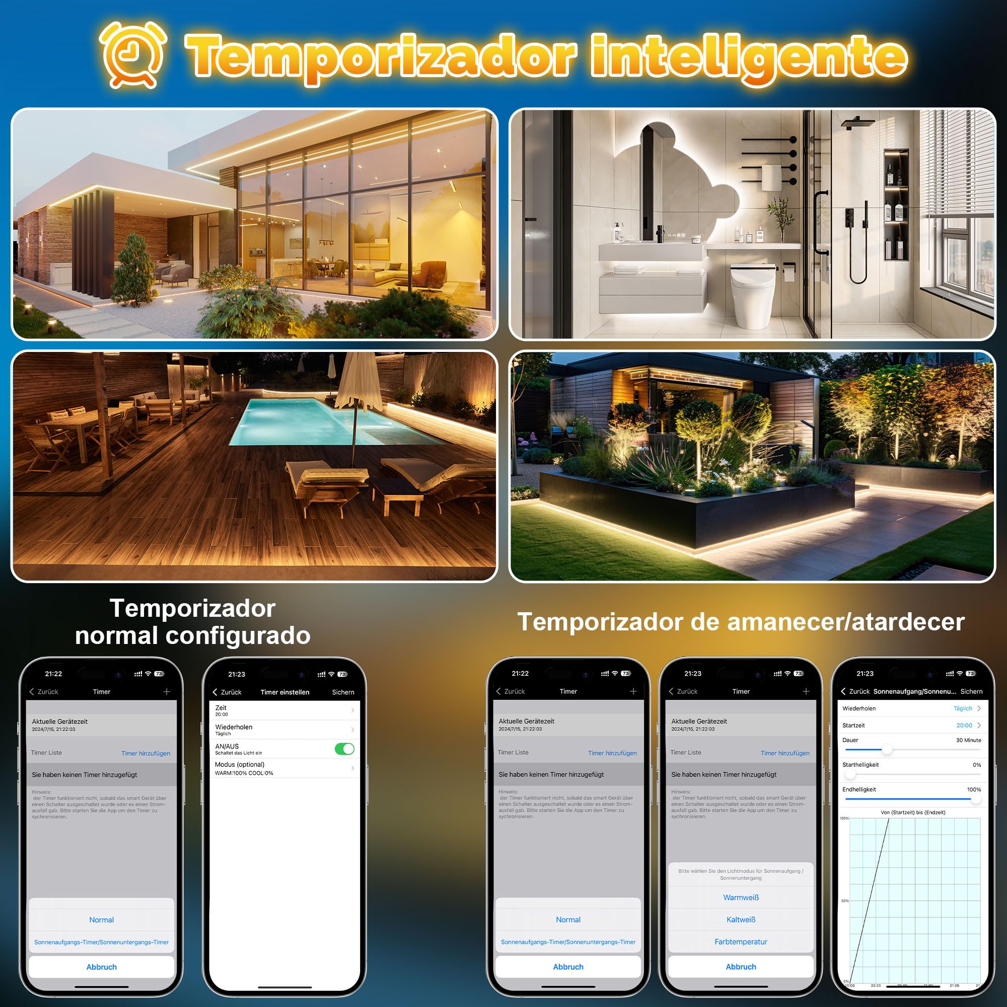20M Tira LED Exterior Impermeable IP67, Luces Blancas Exterior 3000K-6500K, 24V Tiras de LED Adhesivas Impermeable, Fita LED con APP & Mando a Distancia para Pavillon, Pérgola, Patio