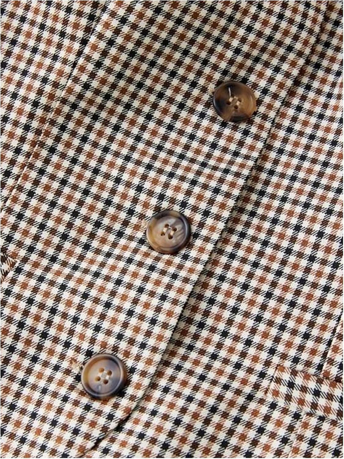 SweatyRocks Women's Sleeveless V Neck Button Down Vintage Plaid Suit Vest Waistcoat Jackets