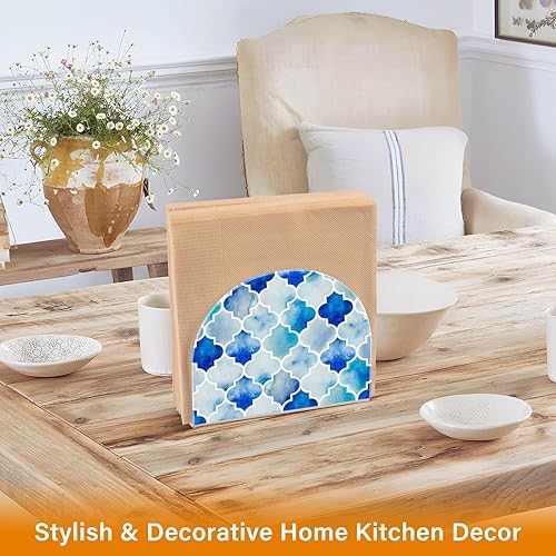 Miniatura 5 de Servilletero de azulejos marroquíes azules para mesa, dispensadores de servilletas de tejido acrílico, servilleteros de cóctel para mesa de comedor,