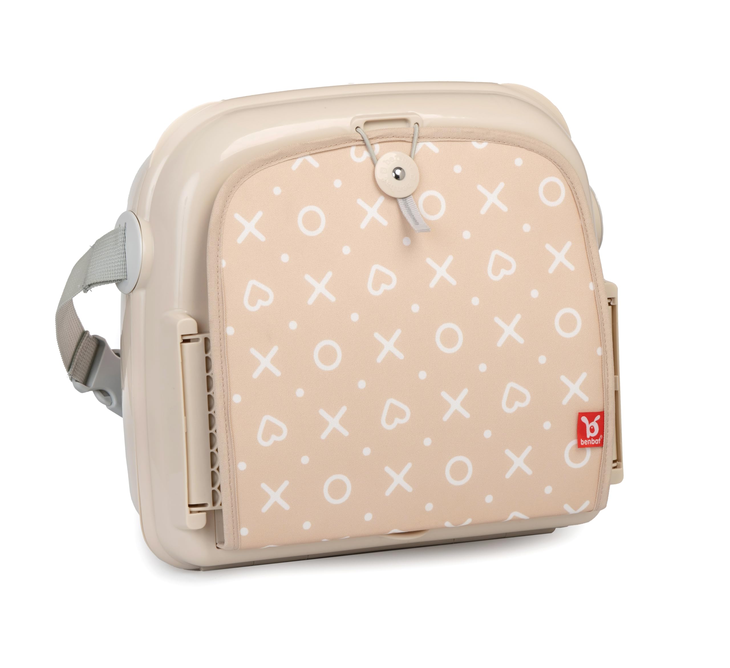 BenBat Feed & Go Siège rehausseur avec plateau amovible et rangement automatique Léger et pratique pour manger en déplacement Avec poignée de transport Beige