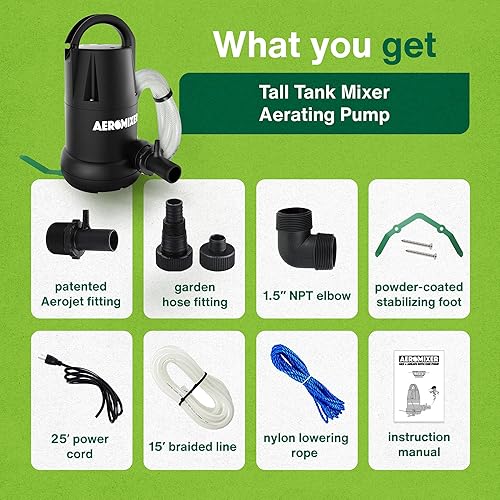 Miniatura 5 de Aeromixer High 34 HP Bomba sumergible mezcladora + aireación - Bomba de agua sumergible para mezcla de nutrientes y aireación, bombas de agua