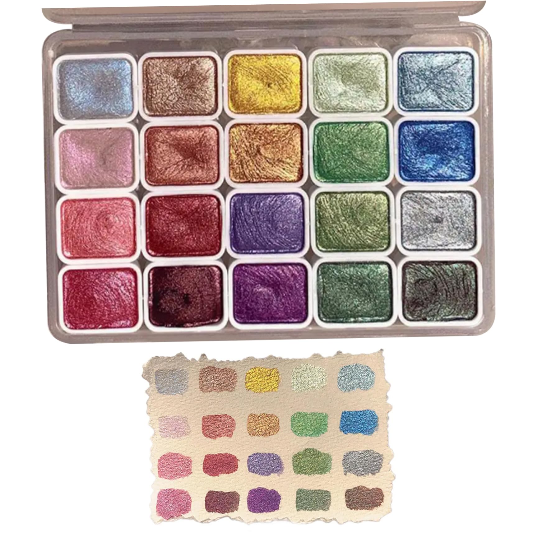 Glitter Watercolor Paint|Metallic Watercolor Paint Set 20 Colors 1ml Glitter Box Pearlescent Palette Art Supplies for Professionals Art Students - 3