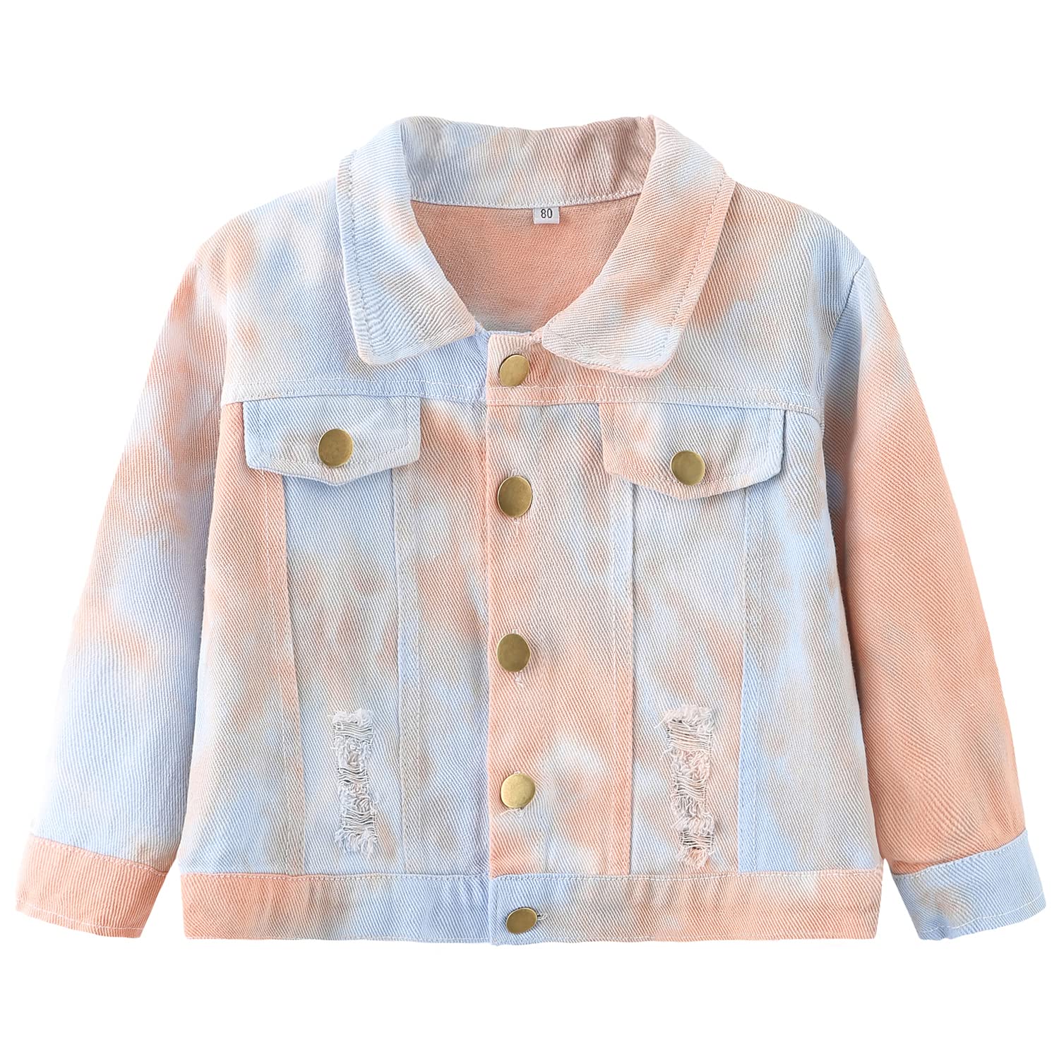 Toddler Baby Boys Girls Fall Clothes Thin Denim Jackets Kids Tie Dye Ripped Jeans Coats Button Down Outerwear