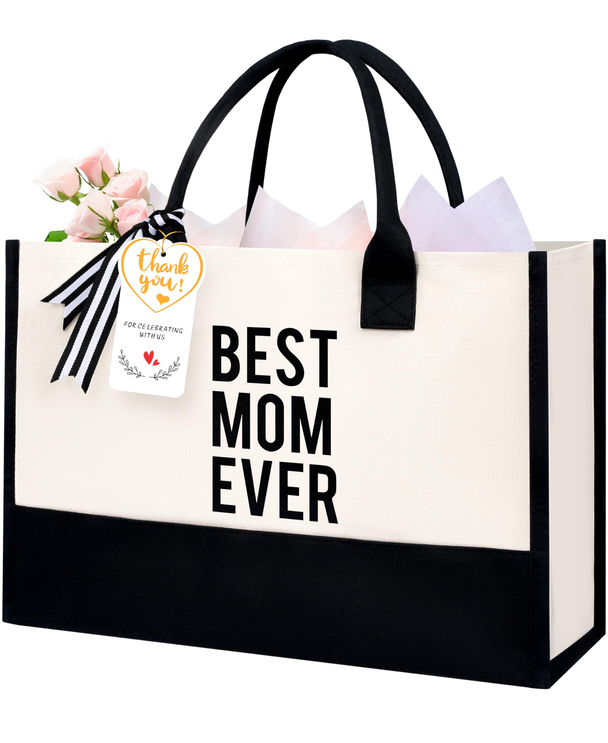 BAGAIL Initial Tote Bag, Personalized Birthday Gifts for Women, Teacher, Friends, Mom, Wedding, Monogrammed Beach Bag