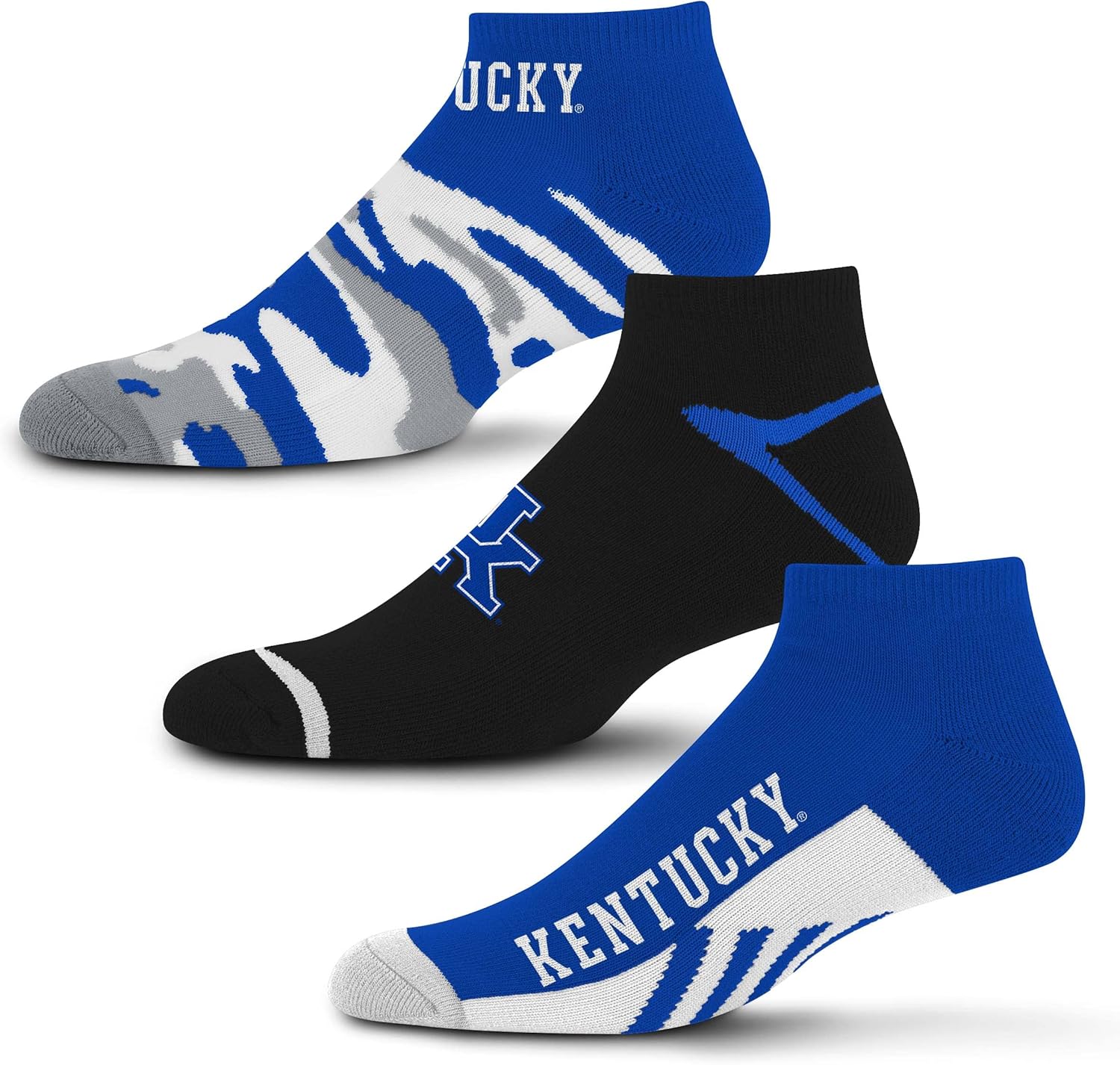 For Bare Feet NCAA unisex-adult Camo Boom 3 Pack Ankle Sock