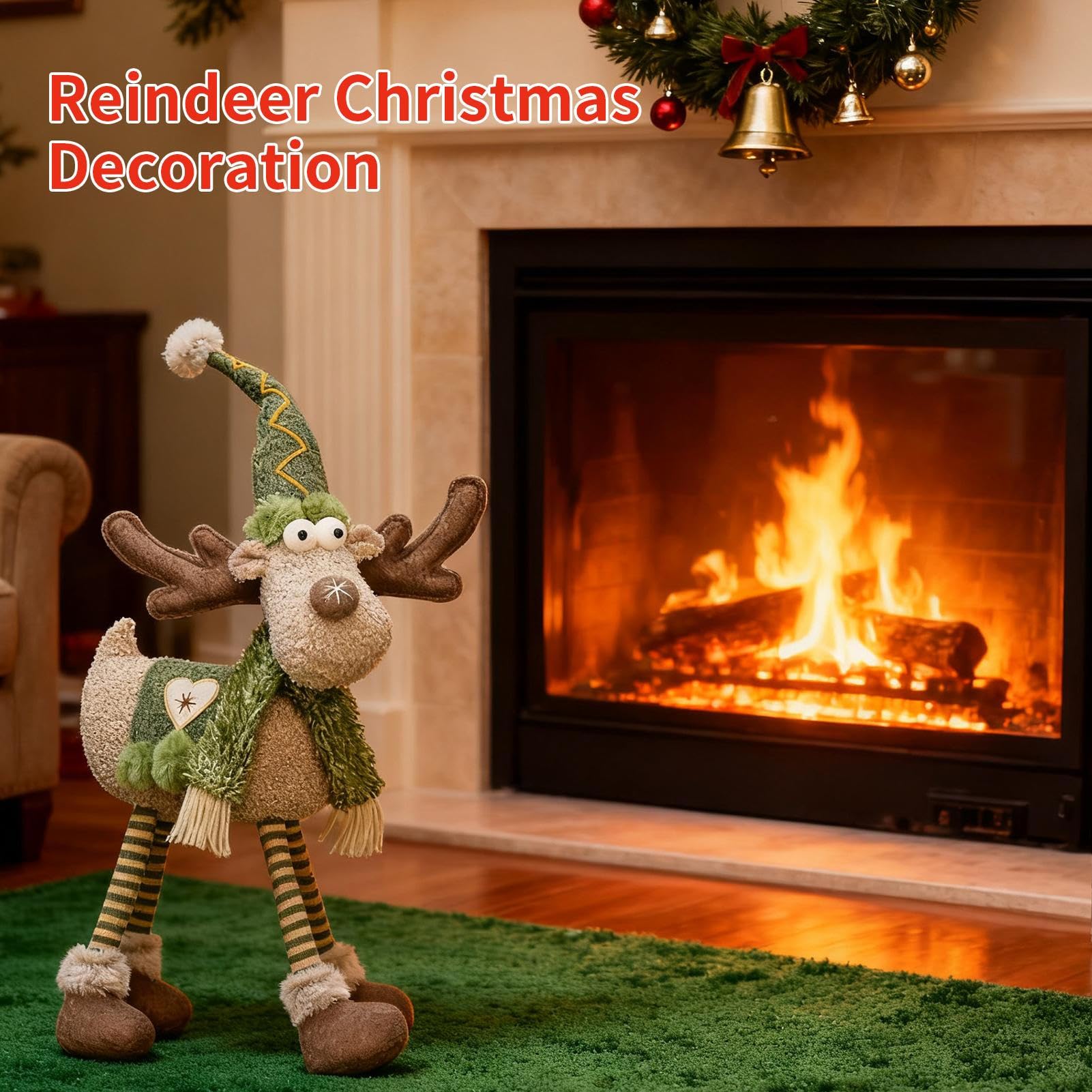 Bambola Renna Retrattile Gambe Retrattili Decorazione Invernale Natalizia | Ornamento Bambola Reno Imbottita Per La Casa L'Inverno Il Natale La Vetrina L'Hotel Il Centro