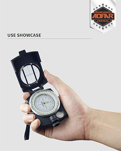 Miniatura 4 de AOFAR Military Compass,AF-4580 Lensatic Sighting, Waterproof and Shakeproof with Map Measurer Distance Calculator, Pouch for Camping, Hiking