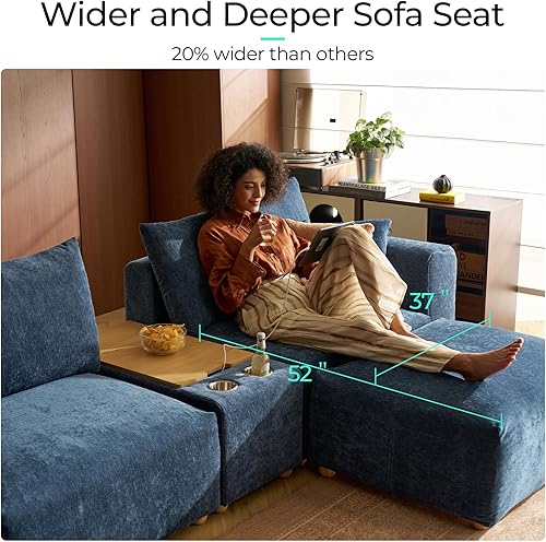 Miniatura 3 de LINSY HOME Sofá modular modular de gran tamaño, en forma de L, ultra suave, con consola versátil y asientos grandes, sofá modular convertible para