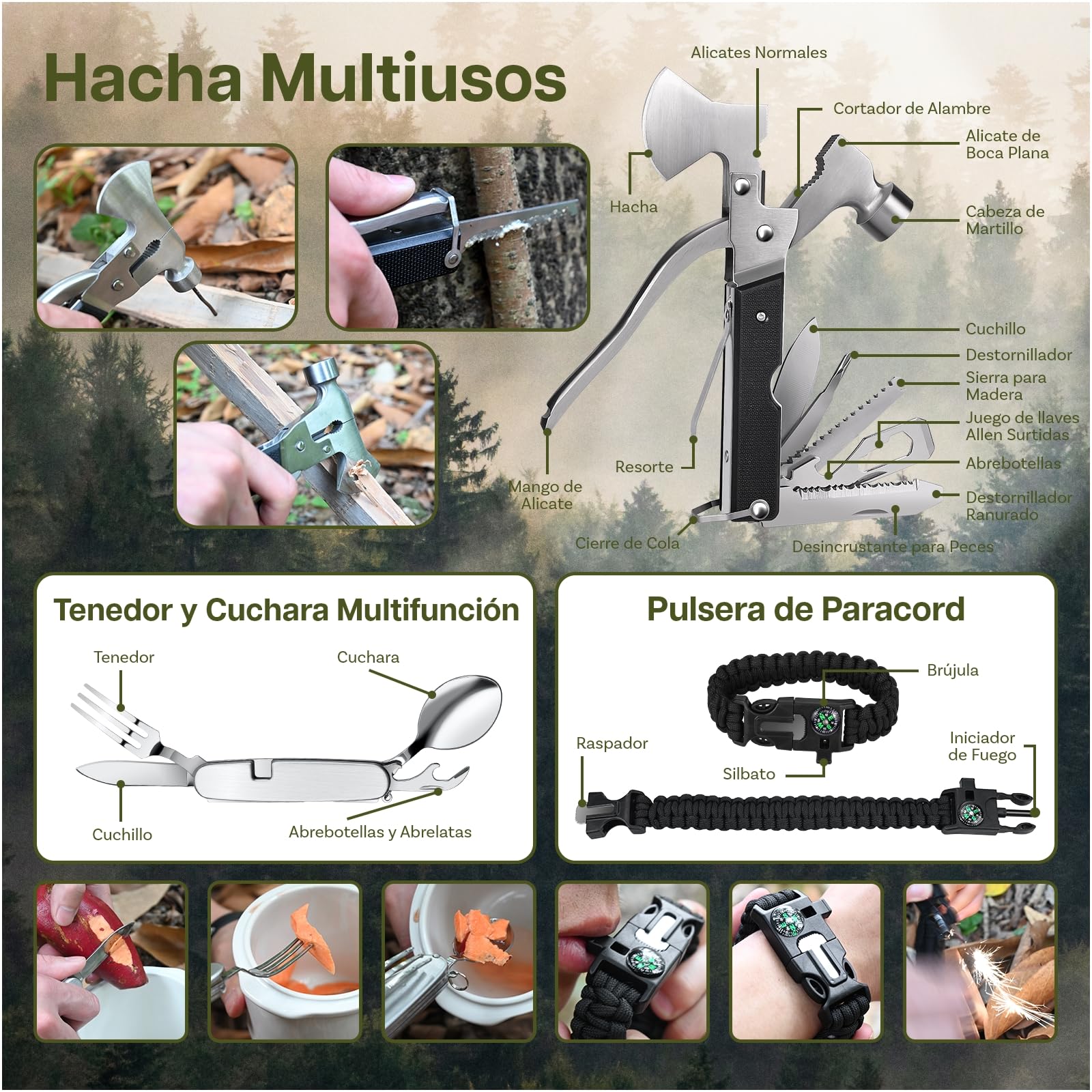 Kit de Supervivencia - Equipo de Emergencia con Botiquín de Primeros Auxilios por MMOBIEL – Bolsa de Supervivencia con Filtro Agua, Brújula etc. para Camping, Senderismo, Aventura – Regalo para Hombre