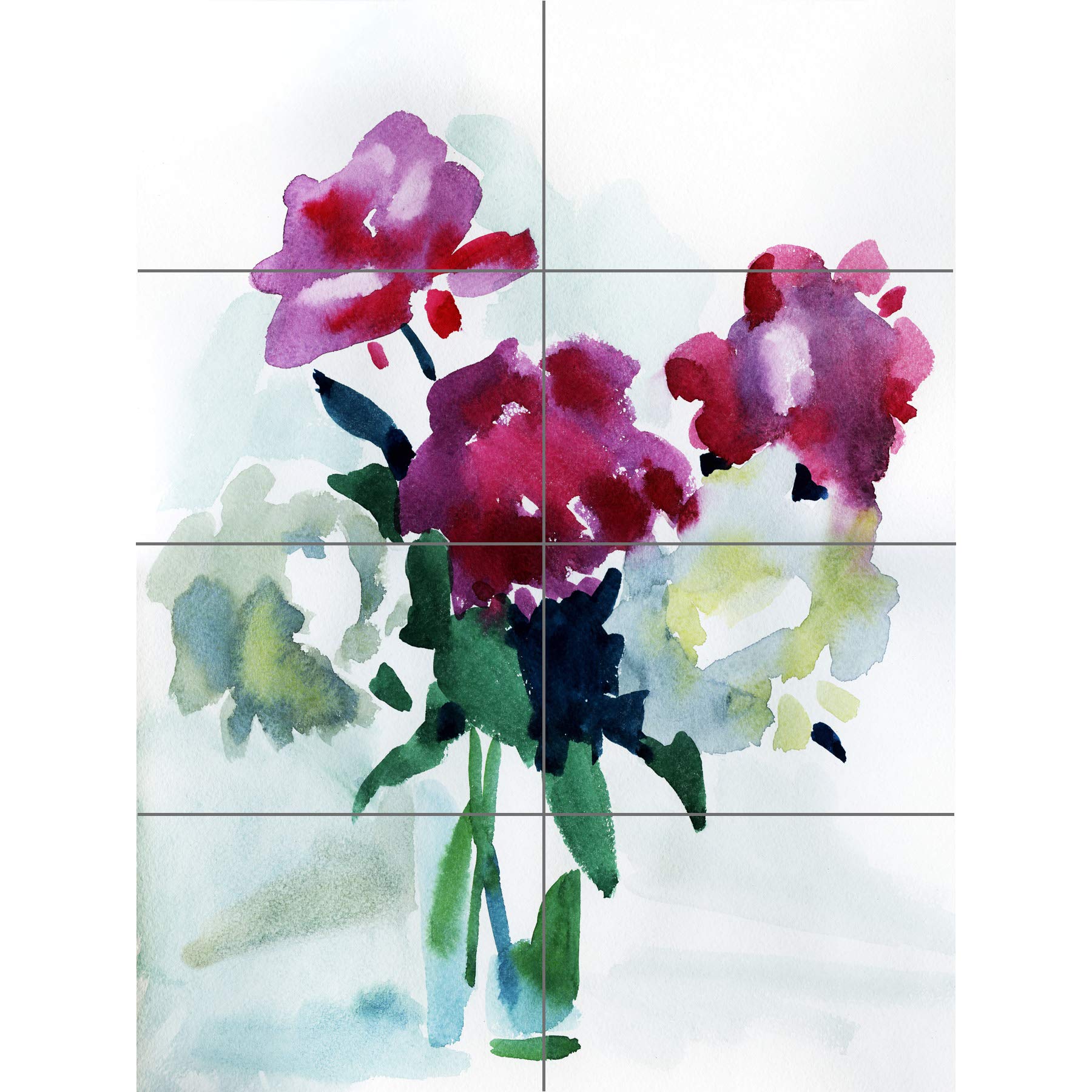 Artery8 Flower Watercolour Peonies XL Giant Panel Poster (8 Sections)
