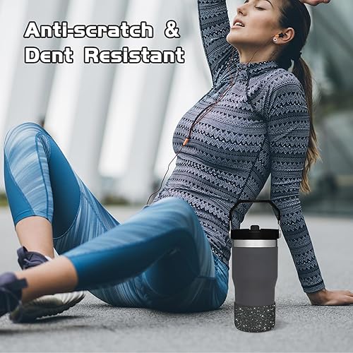 Miniatura 5 de WUQID Funda protectora de silicona con textura de corazón brillante compatible con Stanle Tumbler de 40 onzas, 30 onzas, 20 onzas y botellas Hydroo