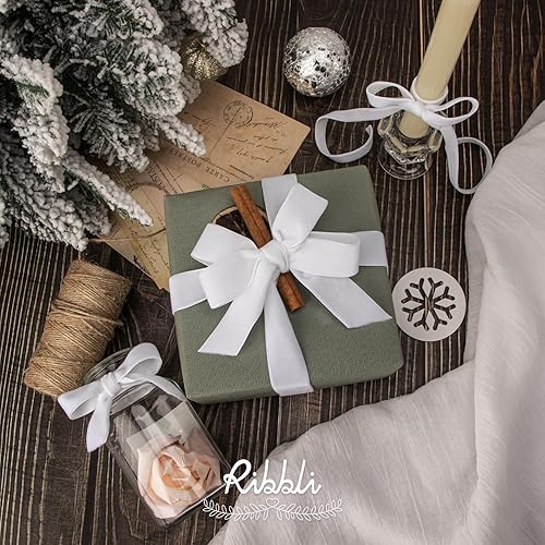 Miniatura 24 de Ribbli Cinta de terciopelo rojo oscuro de poliéster, carrete continuo de 5/8 pulgadas, cinta de Navidad para envolver regalos, ramos florales