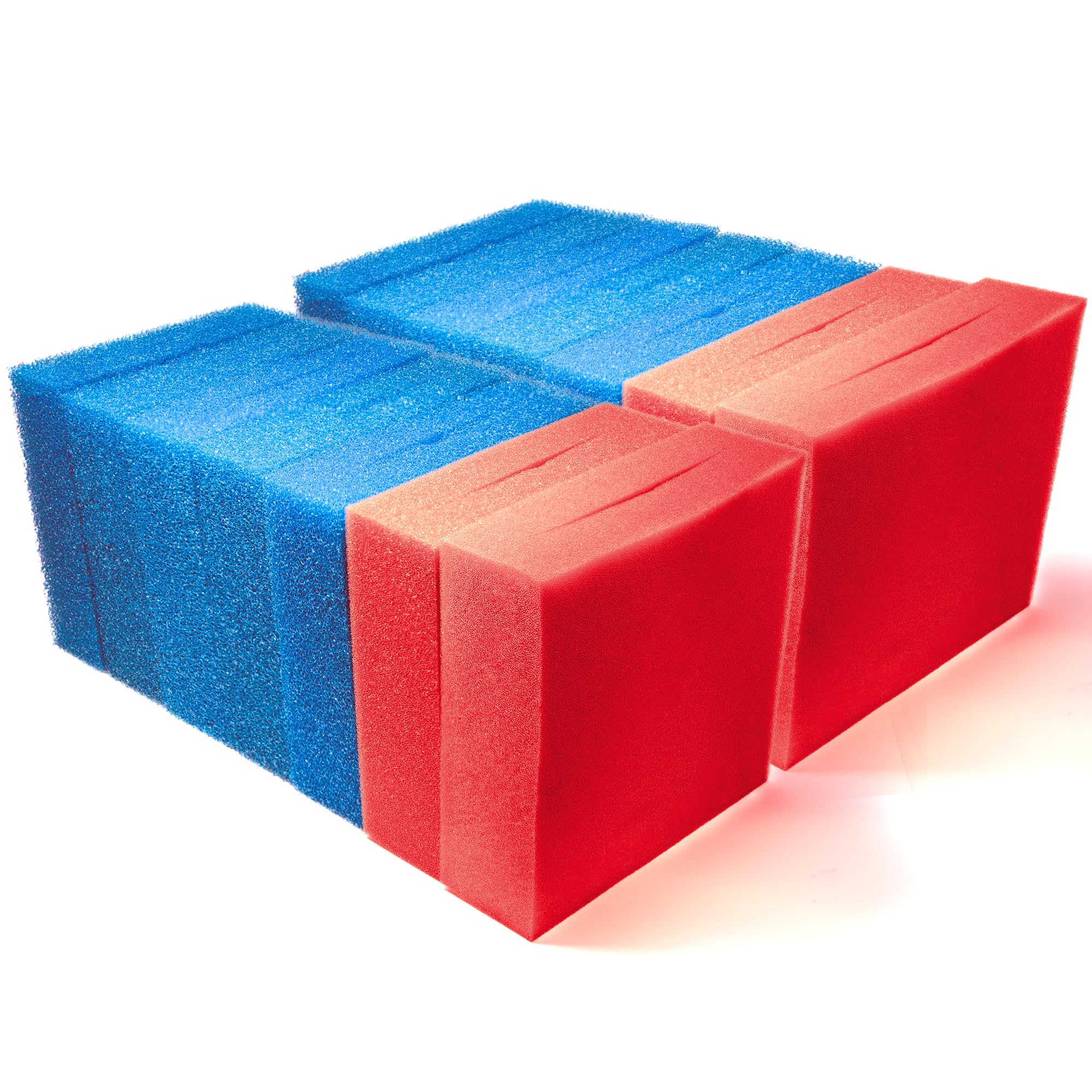 Pondlife 14x Filterschwamm Teichfilter geschlitzt kompatibel mit Oase BioTec 30, 25 x 25 x 8 cm, 10x Blau grob 4X Rot fein, Teichfilter Ersatzteile