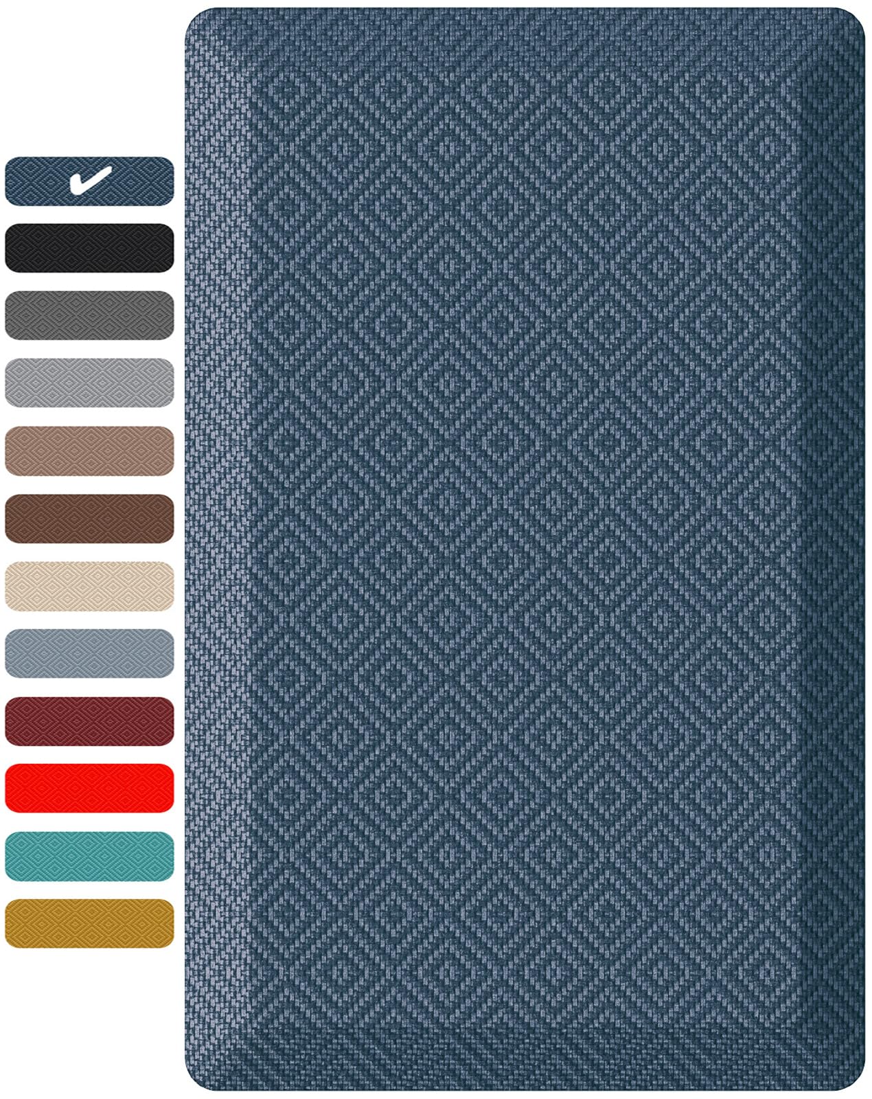 Ophanie Kitchen Mats for Floor, 3/4 inch Thick, 20x32 Anti Fatigue Cushioned Mat, Kitchen Rugs, Waterproof, Comfort Ergonomic Standing Mat for Office, Home, Sink, Blue Non-Slip Ridged Bottom