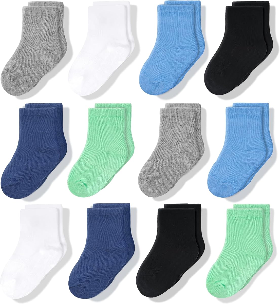 CozyWay Baby & Toddler Socks Crew Comfy Cotton Socks For Girls and Boys Babies Soft & Breathable Infant - 12 Pack