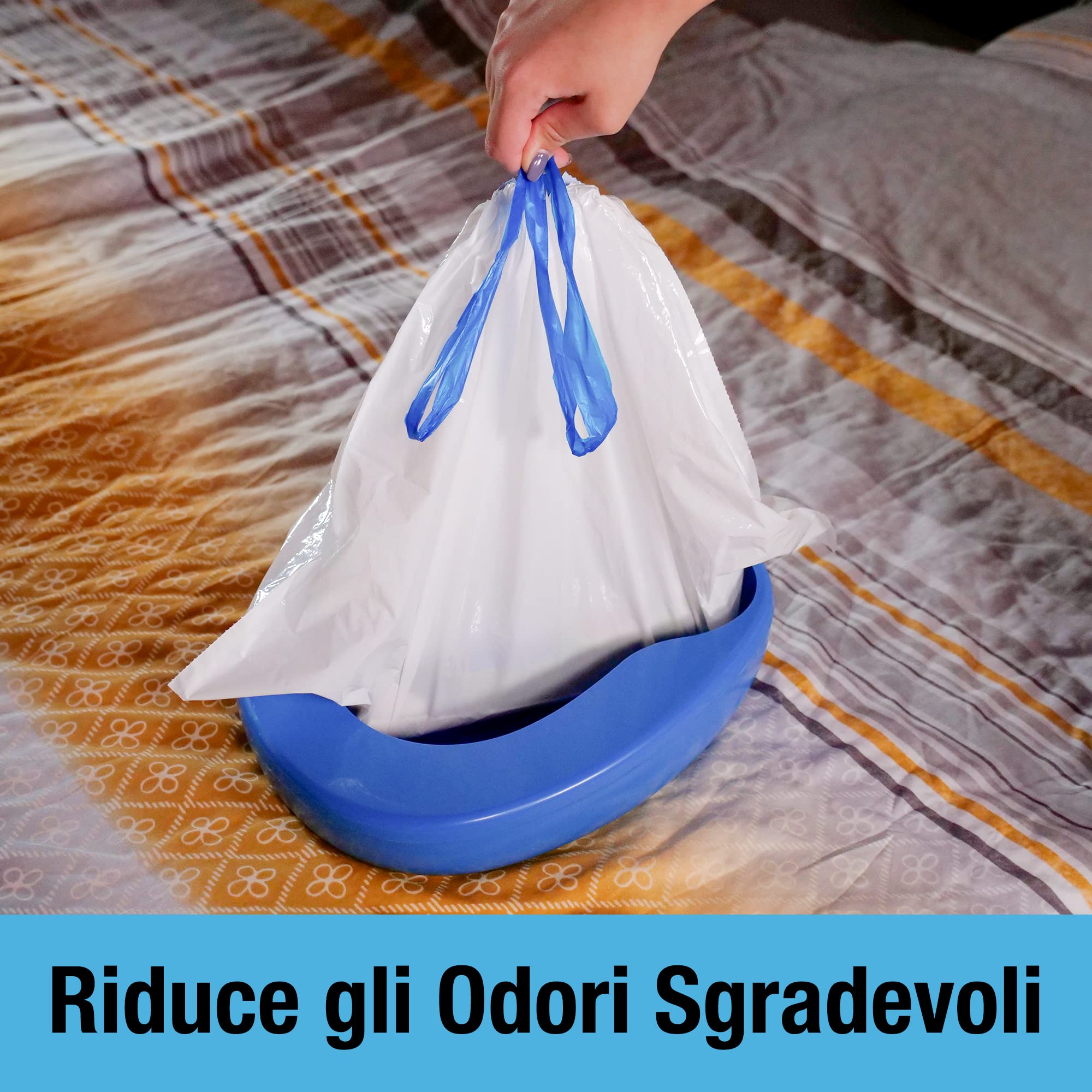 Tilcare Confezione da 50 Fodere per Padelle con Pad Super Assorbenti - Bagni Portatili e Toilette Standard - Fodere per Padelle Usa e Getta per Secchi da Ospedale e Casa - Assorbono fino a 1000 ml