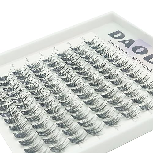 Miniatura 6 de DAODER Extensiones de pestañas cortas en racimo de aspecto natural, 96 unidades de 0.35-0.47 pulgadas, extensiones de pestañas rizadas C,