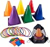 Super Z Outlet 30 Piece Carnival Outdoor Fair Tossing Games Toy Party Set with 12 Rings, 12 Bean Bags, and 6 Cones