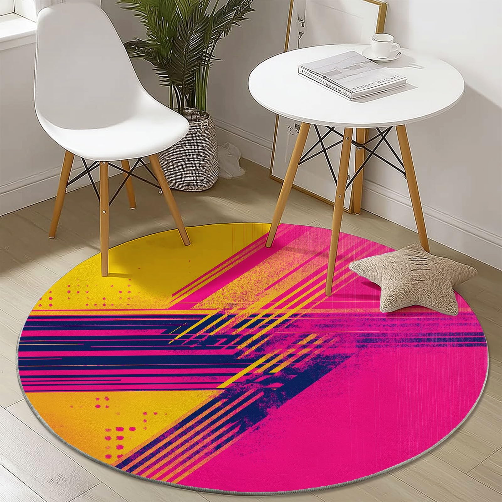 Tappeto rotondo 245 cm, tappeto moderno antiscivolo, in flanella colorata, lavabile, morbido, per cameretta dei bambini, stanza dei giochi, camera da letto, 245 cm