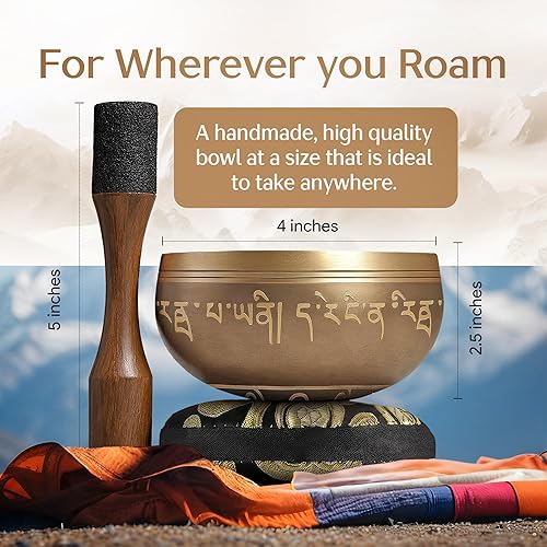 Miniatura 16 de Cuenco del Himalaya Silent Mind, hermosos diseños, Marrón
