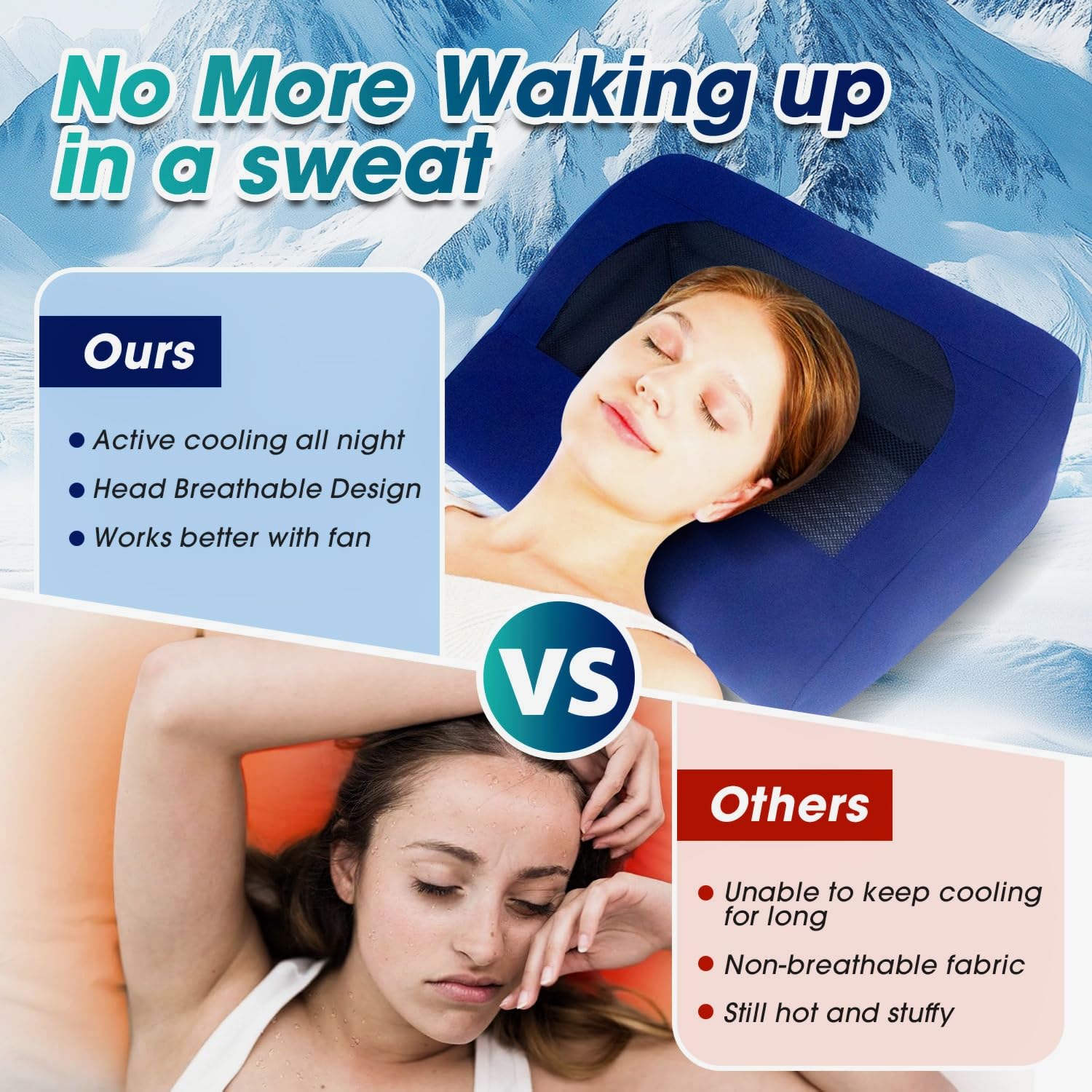 Portabuddy Inflatable Camping Pillow with Head Breathable Design for Night Sweats & Hot Sleepers- Airflow Inflatable Travel Pillow with Removable Cover, Ultra-Light and Adjustable Neck Roll