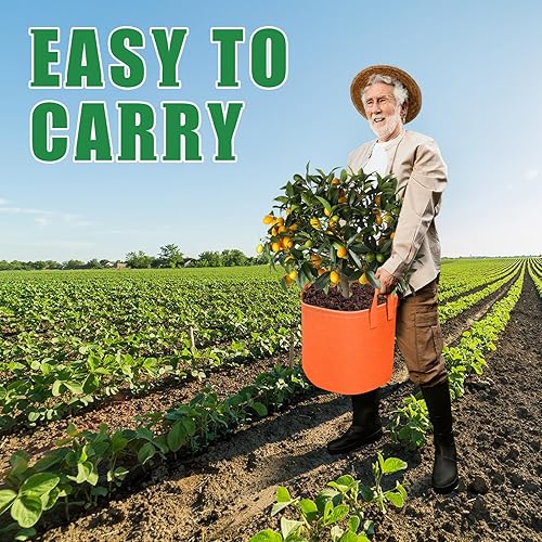 Miniatura 7 de Paquete de 5 bolsas de cultivo de 10 galones  Bolsas de cultivo de 10 galones 12.35 oz de tela resistente con asas, bolsas de cultivo de patatas