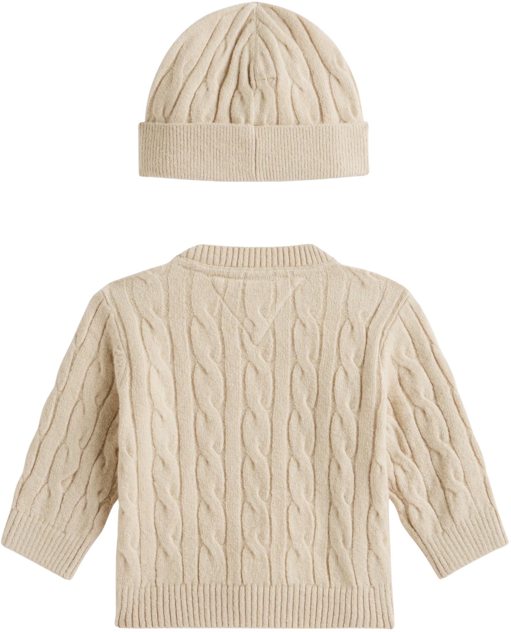 Tommy Hilfiger Unisex Baby Cable Crew with Beanie Kn0kn02158 Other Apparel Sets