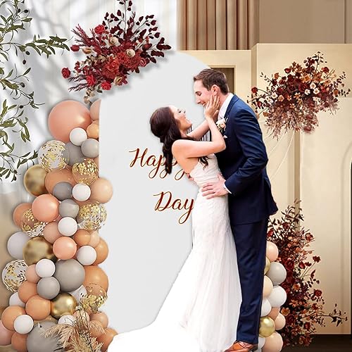 Miniatura 7 de Cubierta de telón de fondo de arco de elastano para boda de 6 pies, 5 pies y 4 pies cubierta de fondo elástica con arco de Chiara para boda, fiesta,
