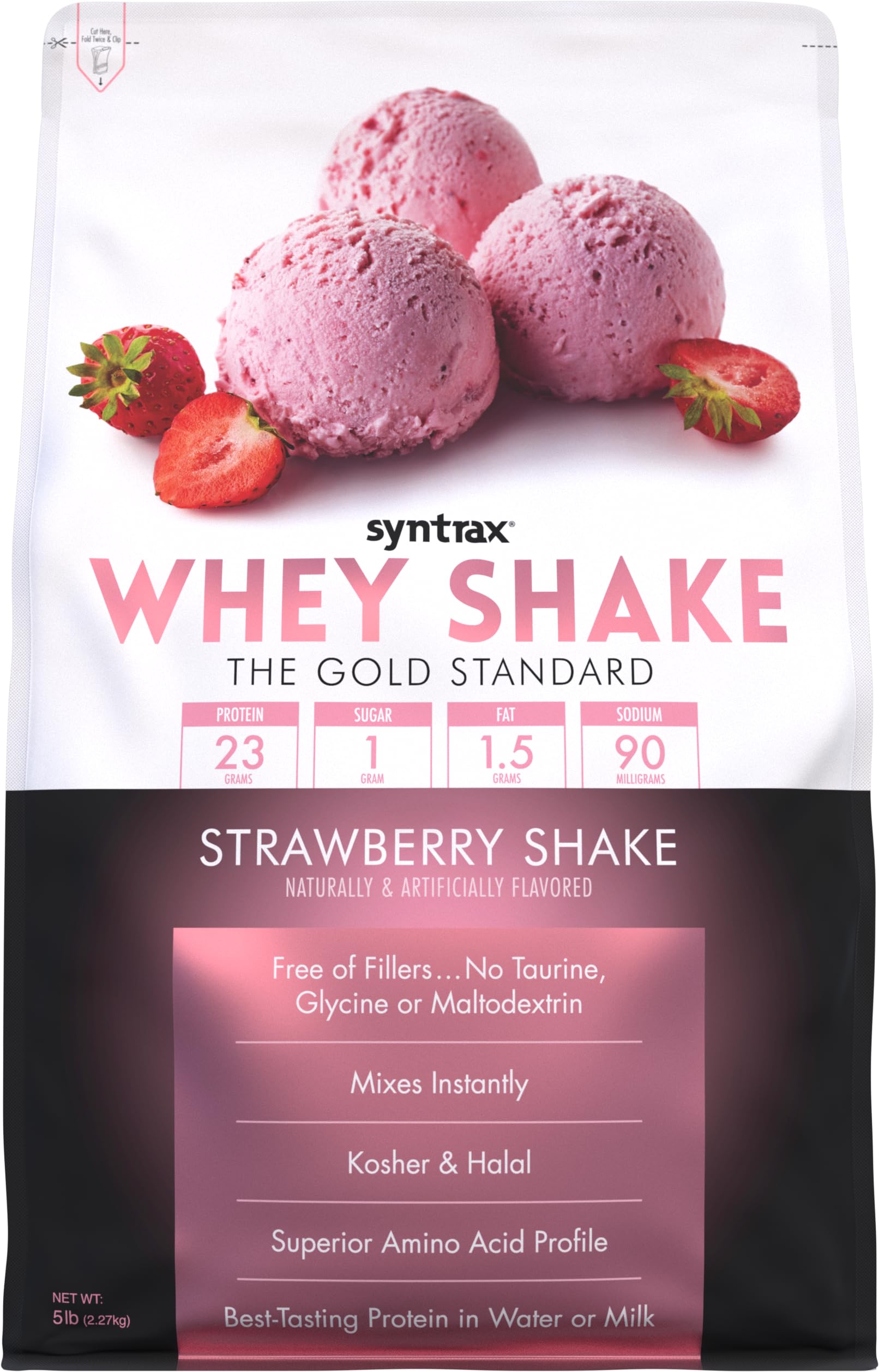 Syntrax Nutrition Whey Shake, Cold Filtered & Undenatured Whey Protein Powder Blend, Strawberry Shake, 5 lbs