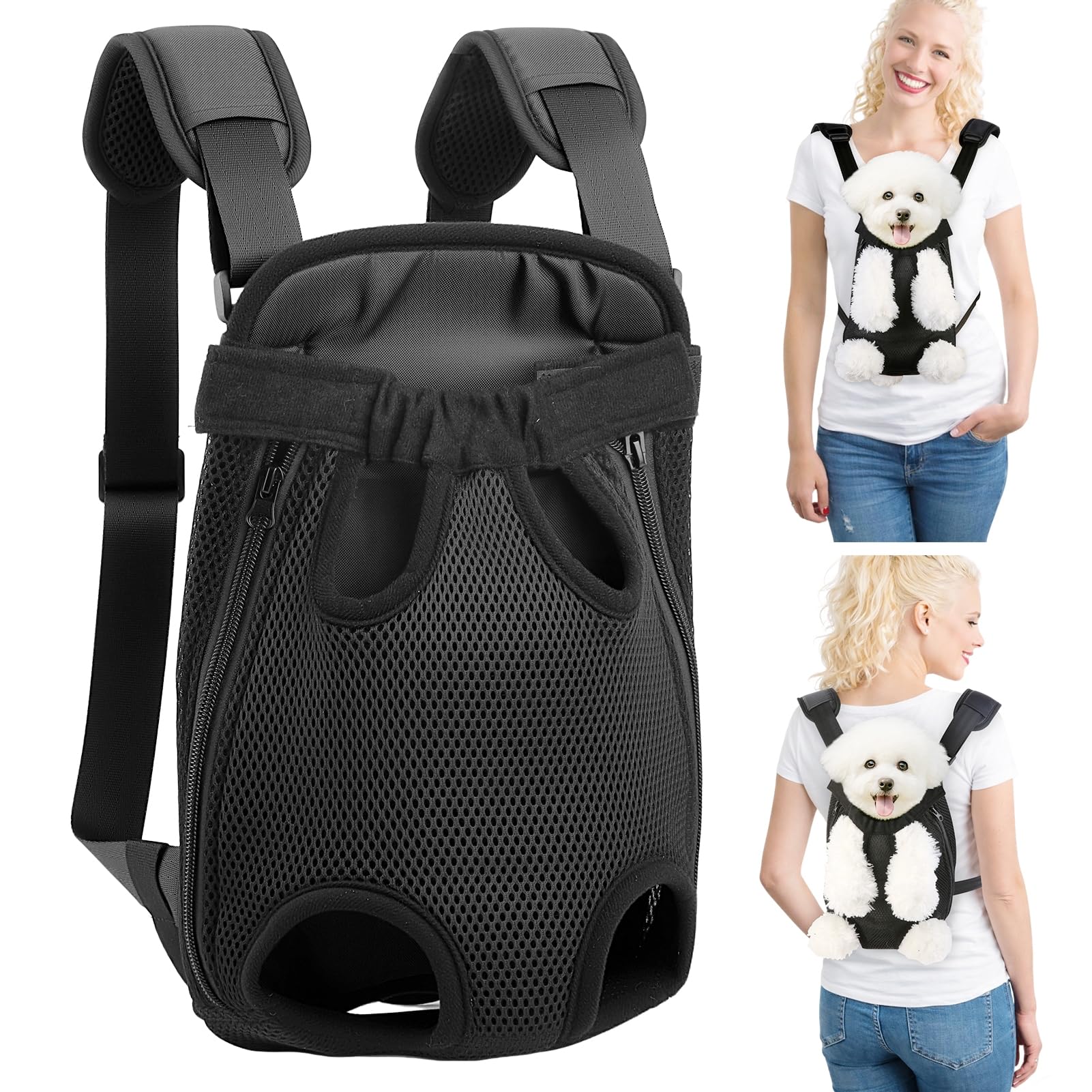 Photo 1 of Mosago Dog Backpack Carrier, Legs-Out Chest Carrier for Small Dogs 4–7 lbs, Adjustable Pet Front Carrier with Thick Padded Bottom Support, Easy Fit for Walking, Hiking, Camping, and Traveling